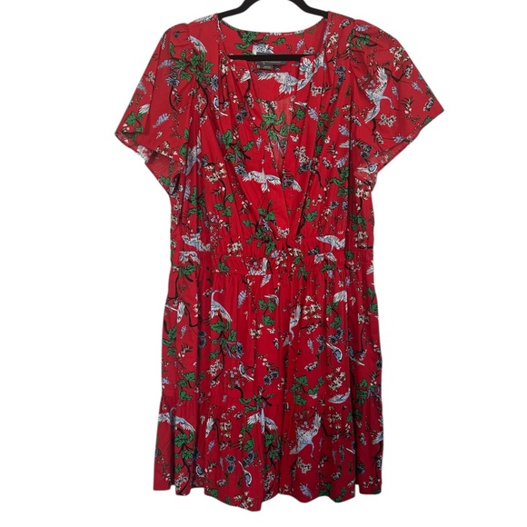 Anthropologie Somerset Mini Dress in Red Floral & Crane Print NWOT - Picture 4 of 8